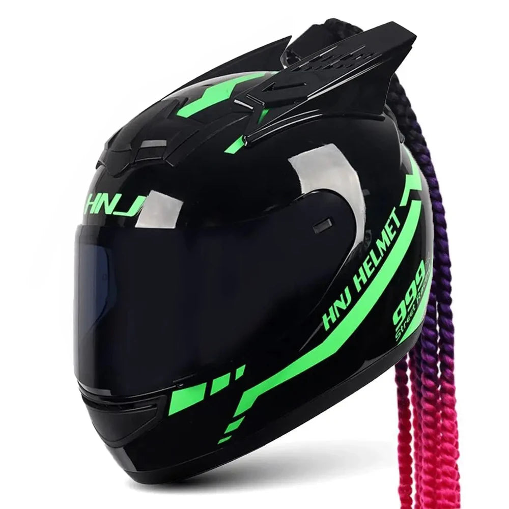 Matte Black Dreadlocks Full Face Biker Helmet Wear-Resistant Motorcycle Equipment Anti-Fall Motocross Kask Breathable Protection