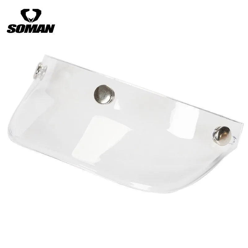 Motorcycle Half Helmet Brim Retro Three-button Locomotive Sunshade Visor Small Helmet Body Lens Accessories