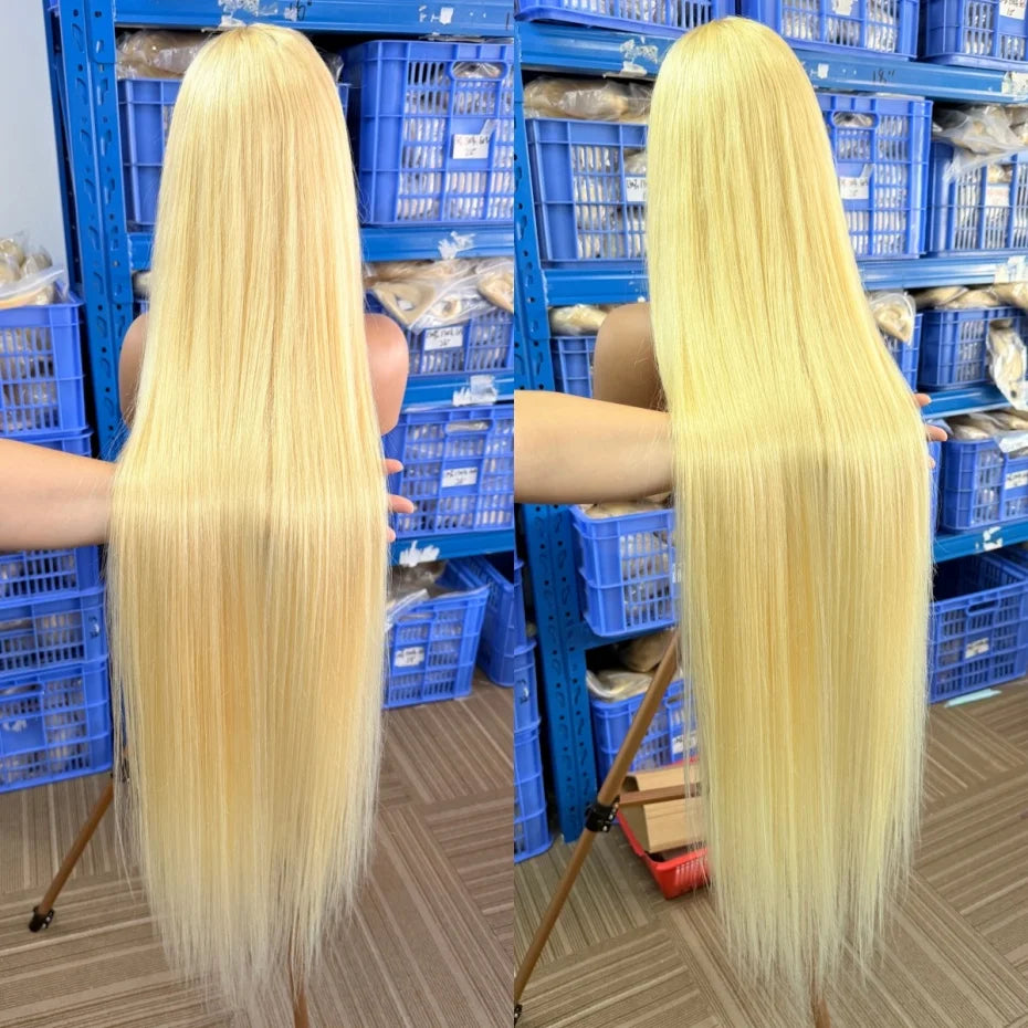 360 Lace Frontal Wig Human Hair Preplucked 613 Honey Blonde Lace Front Wig Bone  Straight Ponytail Brazilian Lace Wigs For Women