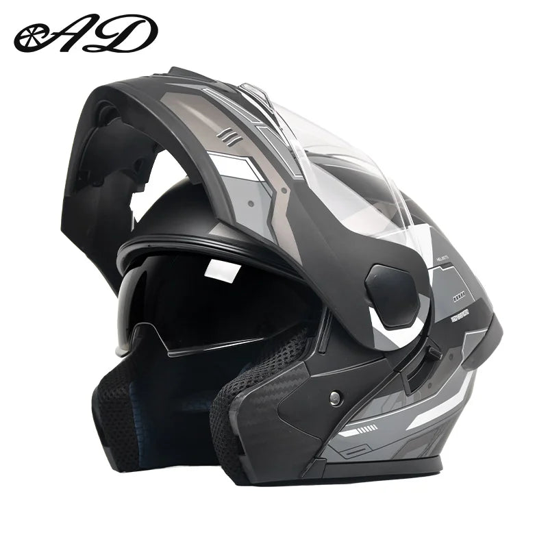 Dot Certified Ad Factory Open Face Motorcycle Helmet with Dual Visor Crash-Resistant Abs Motocross Riding Motorcycle Helmets