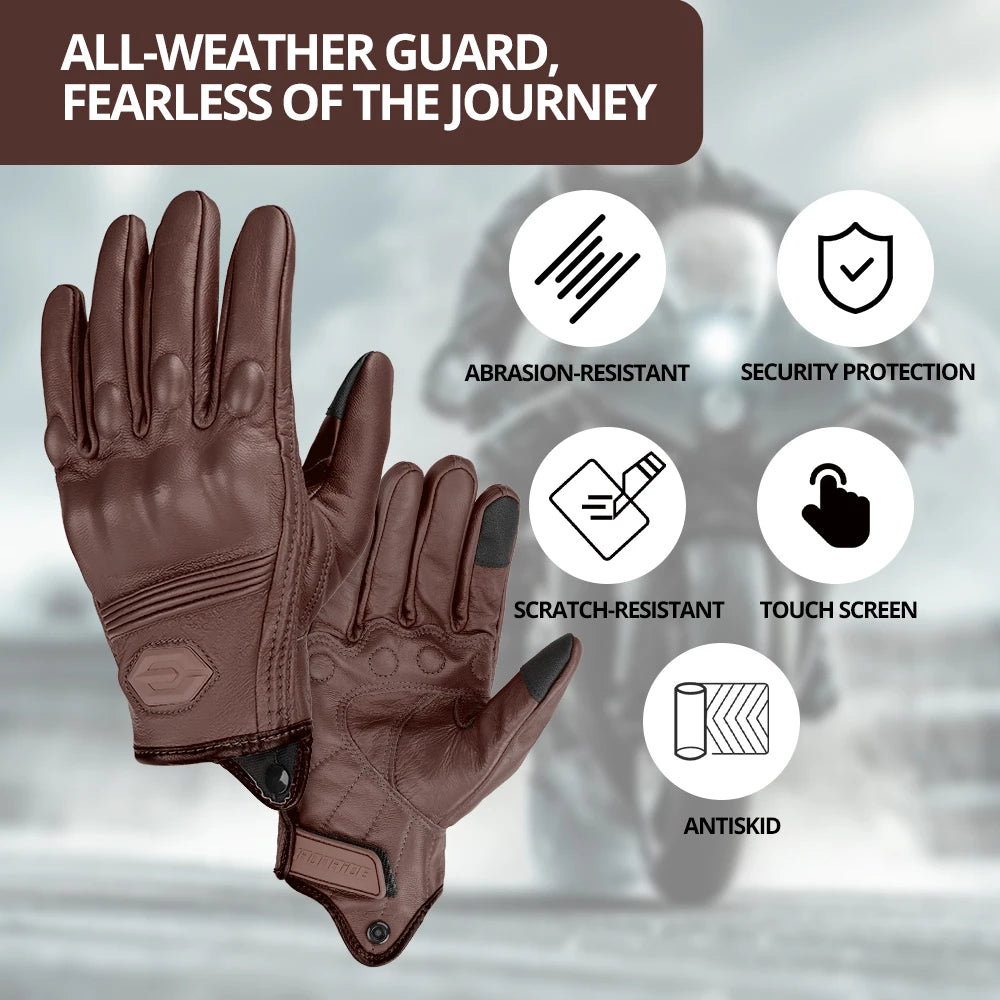 Motorcycle Gloves For Winter Windproof Warm And Fall Resistant Off-road Motorcycle Riding Touch Screen Full Finger Leather Glove
