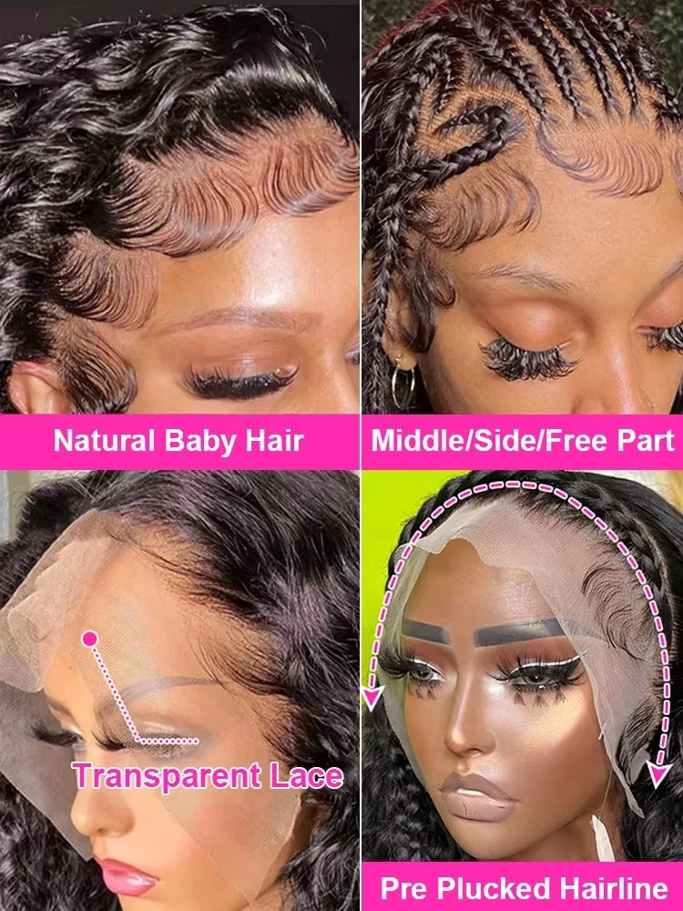 30 40Inch Curly Human Hair Wig Deep Wave 13x6 Hd Frontal Lace Wigs 4x4 5x5 Water Wave Glueless Wigs Human Hair Ready To Wear 360