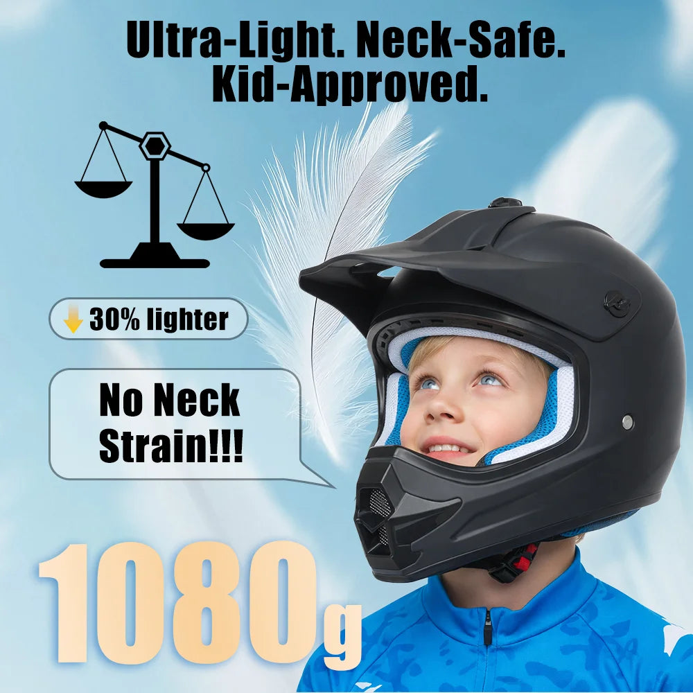 Youth Kids Motocross Helmet for Quad ATV UTV Dirt Bike Scooter Meets DOT standards Motorcycle Helmet for Child 3-12 Years