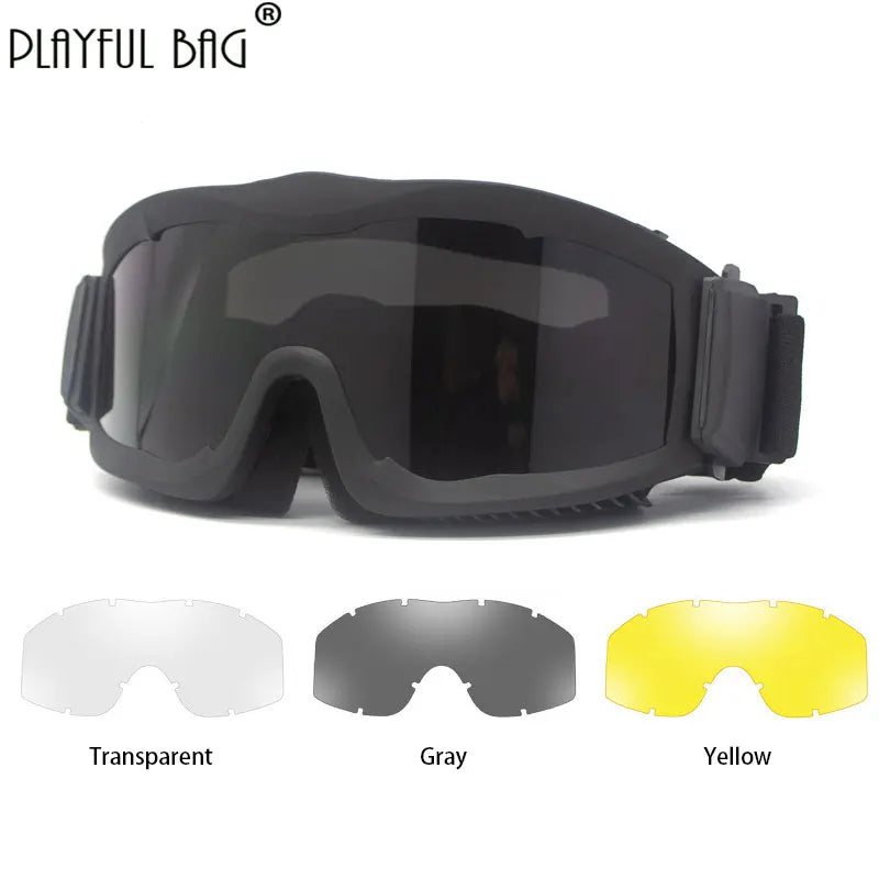 Alpha Tactical Goggles Wind-proof Glasses Eye Protection Airsoft Paintball Outdoor Riding Sports Goggles Motorcycle QG249S