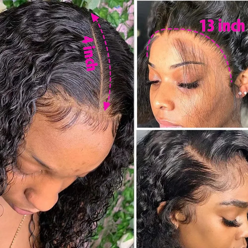 Brazilian Short Bob 100% Human Hair 13x4 Lace Frontal Human Hair Deep Wave 13x4 Lace Front Curly 4x4 Lace Closure Wigs For Women