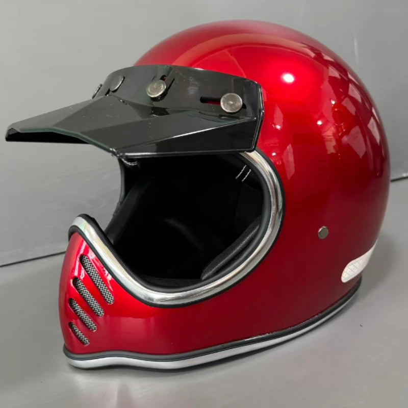 HOT Retro Full Face Motorcycle Helmet ABS Multi-color Options Available Full Face Helmet ABS Enhanced Comfort for Long Rides