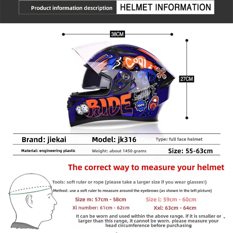 JieKai motorcycle helmet motocross full helmet with Bluetooth earphones for men women all season casco moto cascos para moto