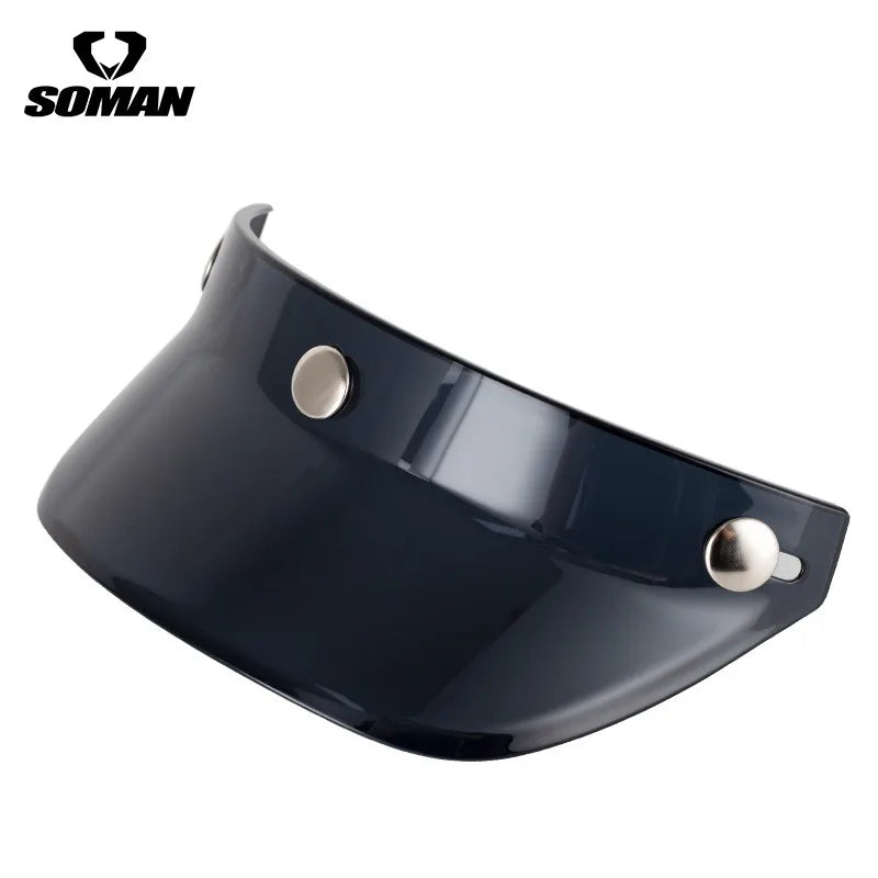 Motorcycle Half Helmet Brim Retro Three-button Locomotive Sunshade Visor Small Helmet Body Lens Accessories