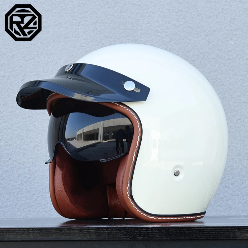 ORZ adult motorcycle helmet retro cruise 3/4 motorcycle half helmet with sun visor DOT approved