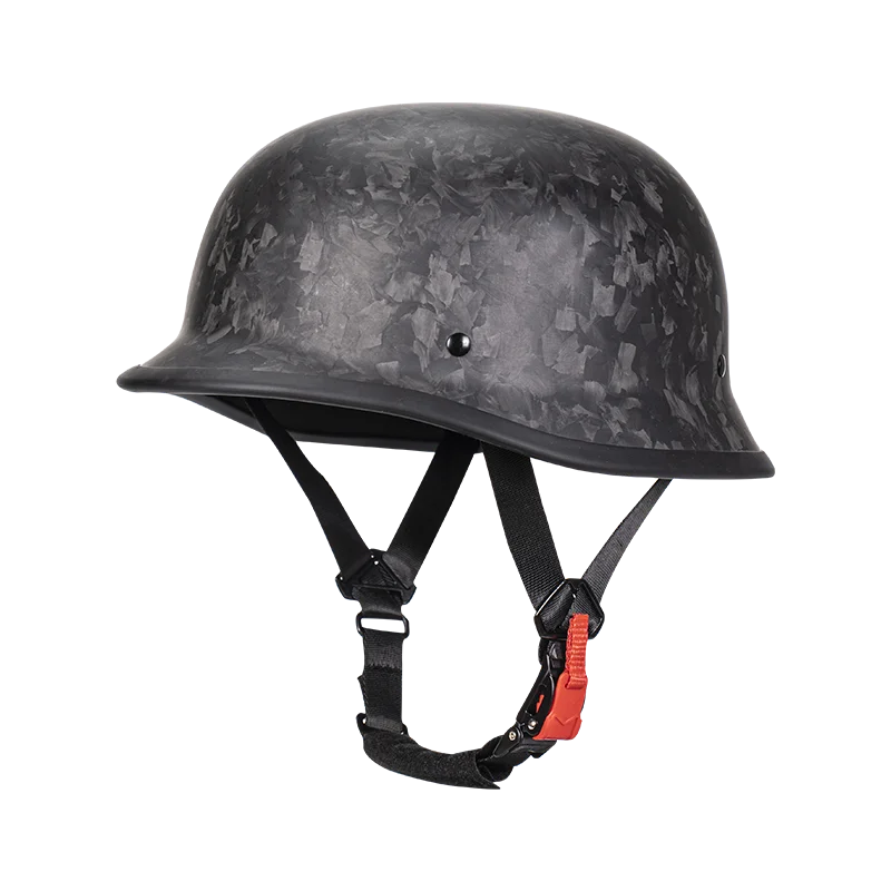 New German Helmet Vintage Forging Matt Black Cruise Motorcycle Pedal Half Helmet Motorcycle Men Women Riding Halley Big Size