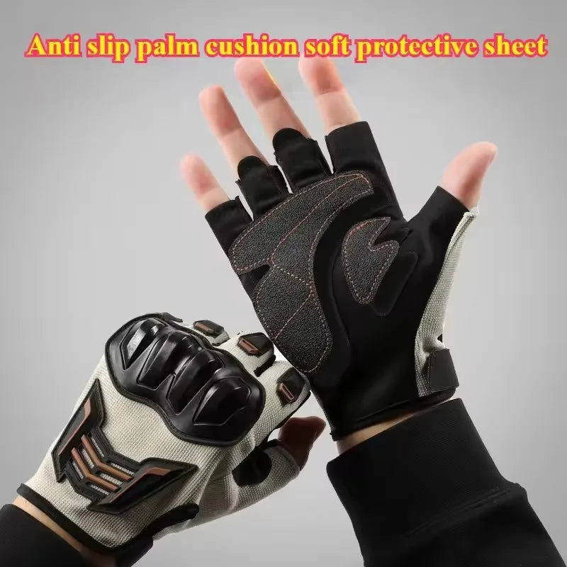 Breathable Motorcycle Gloves Half Finger Wear-Resistant Anti-Slip Racing for Outdoor Cycling Electric Bike Anti-Fall Protection