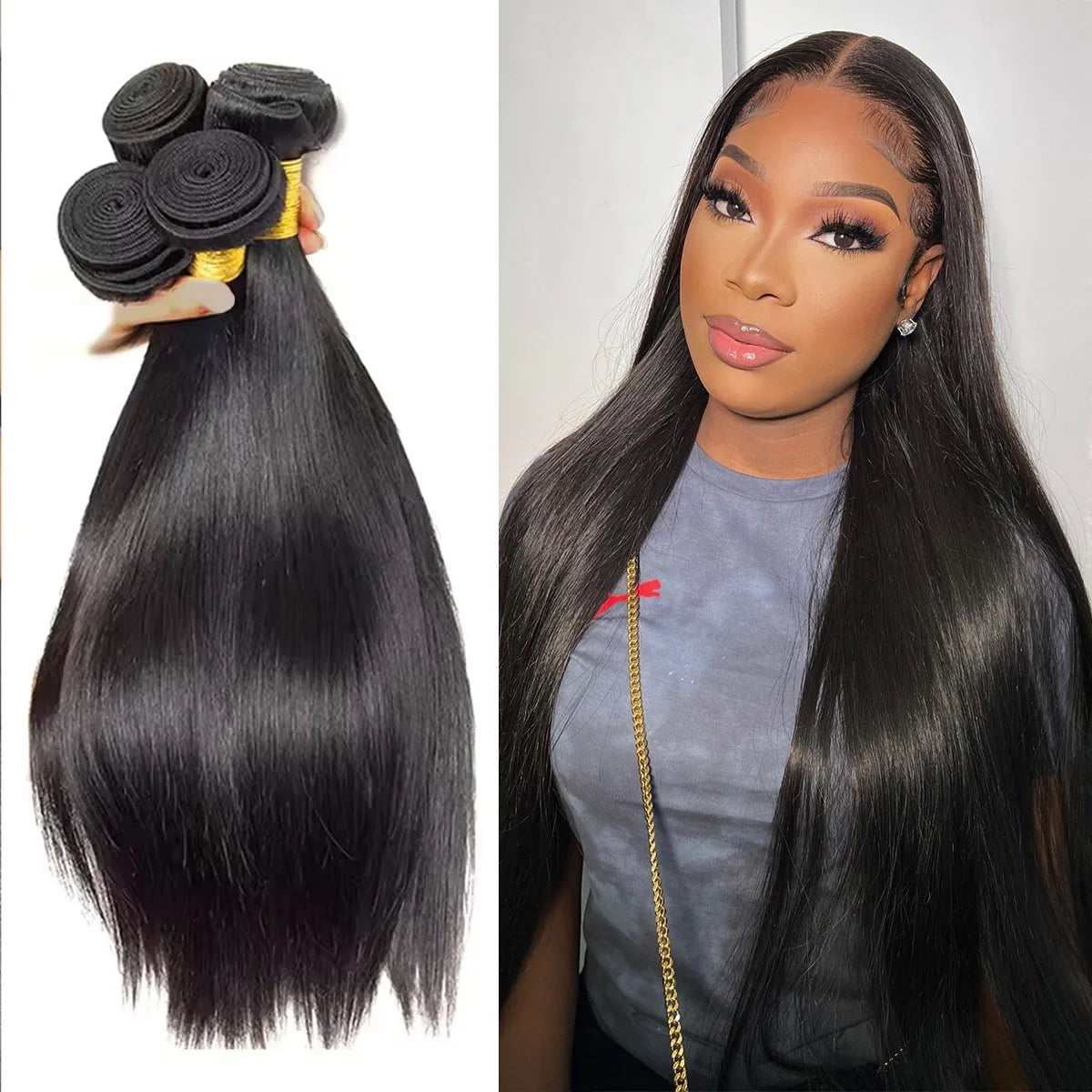 12A Bone Straight Brazilian 32 Inch Human Hair Weave Bundles Natural Black Unprocessed Bundle Remy Hair Extensions Double