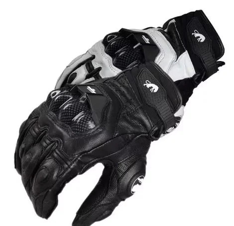 Motorcycle Gloves Black Racing Genuine Leather Motorbike White Road Riding Team Glove Men Summer Winter