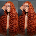 Ginger Orange Deep Wave 13X6 Hd Lace Front Human Hair Wig 13X4 250 Density 36 Inch 350 Colored Curly Pre Plucked Brazilian Wigs