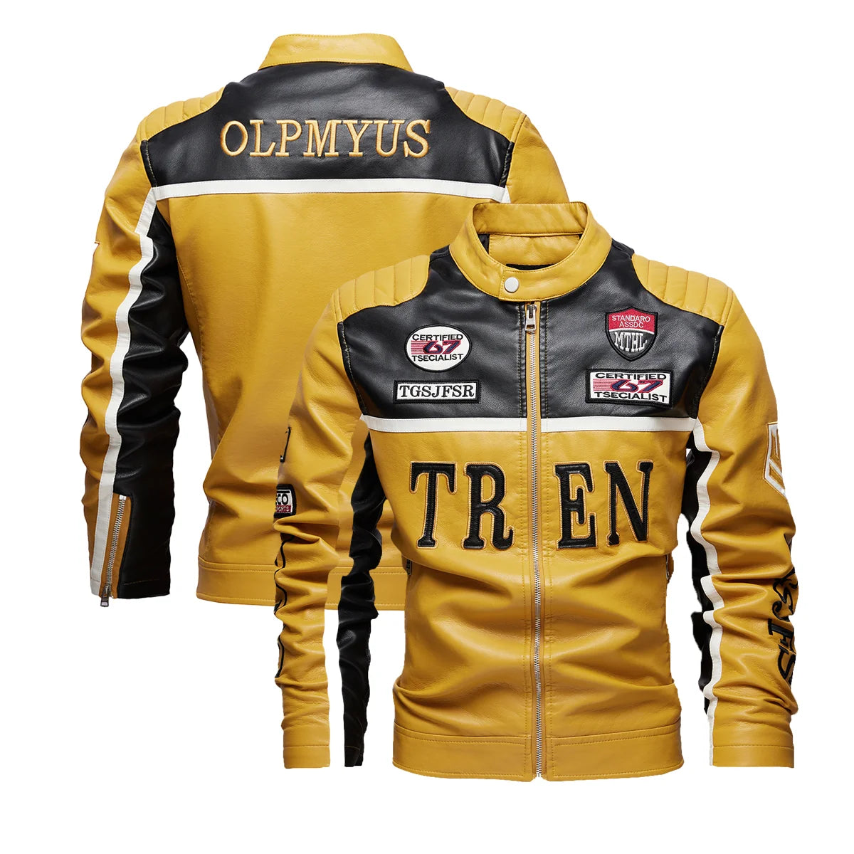 Faux Leather Racing Jacket Oversized Motorcycle Biker Racer Jackets Streetwear Unisex