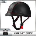 Newest Vintage Grey Motorcycle Helmet Motorcycle Ladle helmet Cruise Vintage Half Helmet German Leather Helmet Pedal Safety DOT