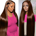 13x6 13x4 HD Lace Frontal Wig Straight Chocolate Brown Lace Front Human Hair Wig 220 Density Brazilian Human Hair Wigs For Women