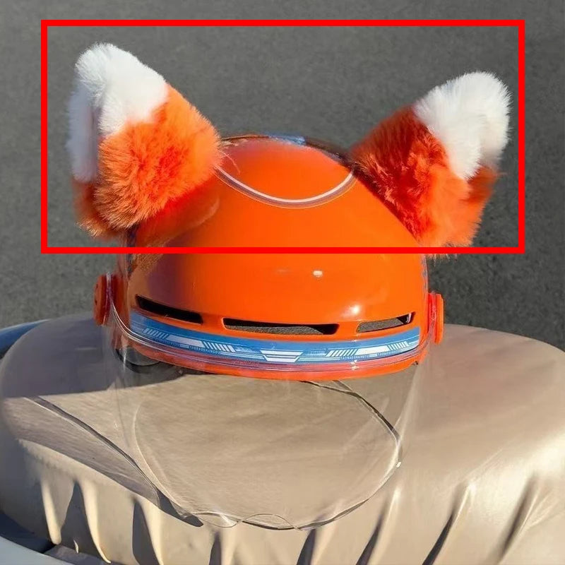 Motorcycle Helmet Orange Ear Decorations Animals Cat Ears Accessories for Ski Electric Scooter Helmets Cascos Para Moto