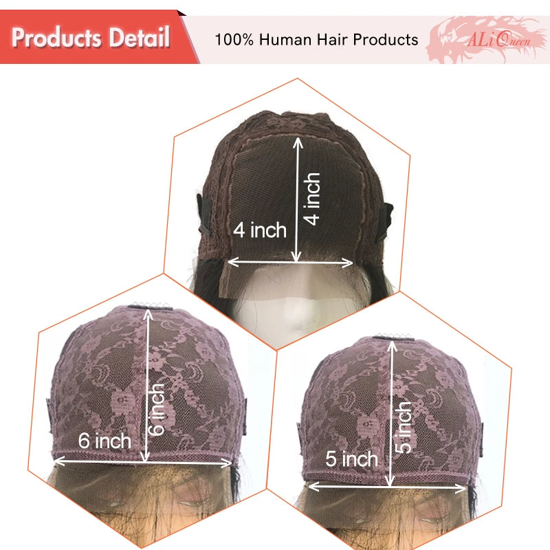 Ali Queen Hair Straight HD Transparent Lace Wig Human Hair Lace Frontal Wigs 4x4 5x5 Closure with Baby Hair Natural Color