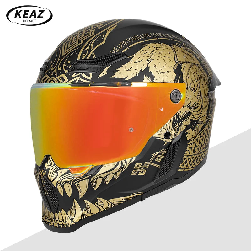 Personalized Retro Black Motorcycle Helmet Men Women Full Helmet for Motorcycles DOT Cover Suitable for All Seasons and Anti-Fog