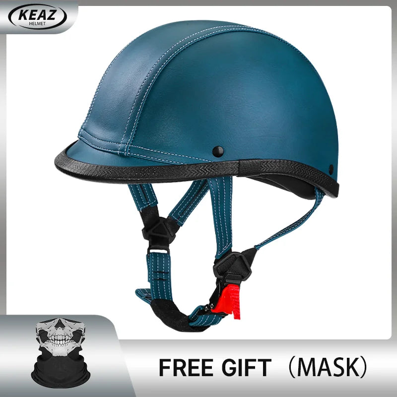 Newest Vintage Grey Motorcycle Helmet Motorcycle Ladle helmet Cruise Vintage Half Helmet German Leather Helmet Pedal Safety DOT