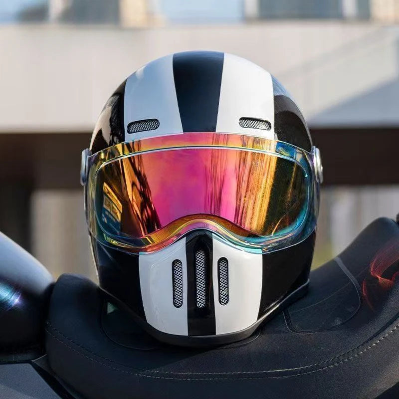 C-Ridng Genuine Carbon Fiber Adventure DOT Certified Modular Design Style Full Face Motorcycle Helmet with Dark Detachable Lens