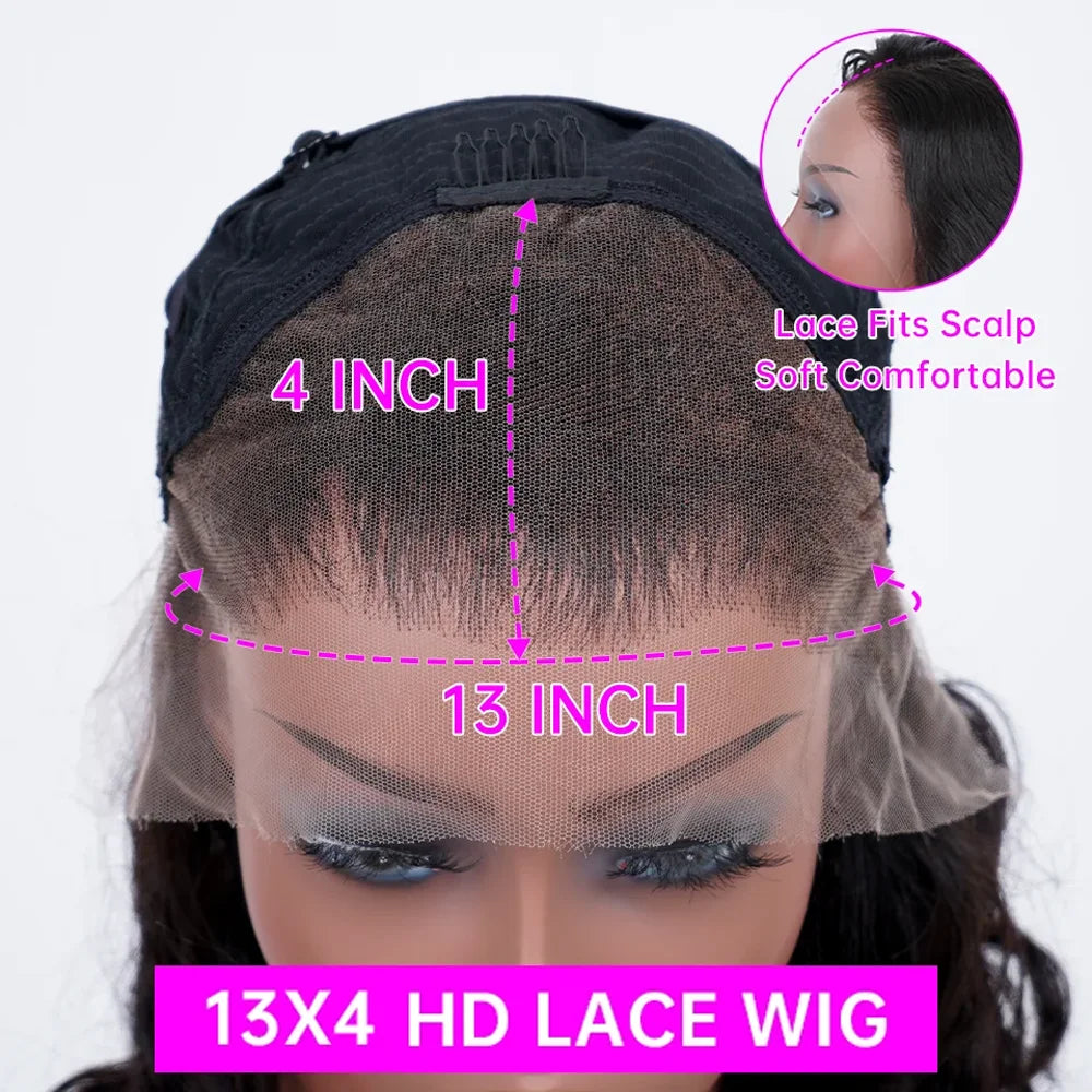 FB30 HD Lace Front Wigs Human Hair 200 Density 13x4 13x6 HD Transparent Lace Frontal Brazilian Wigs for Black Women 52 Inch