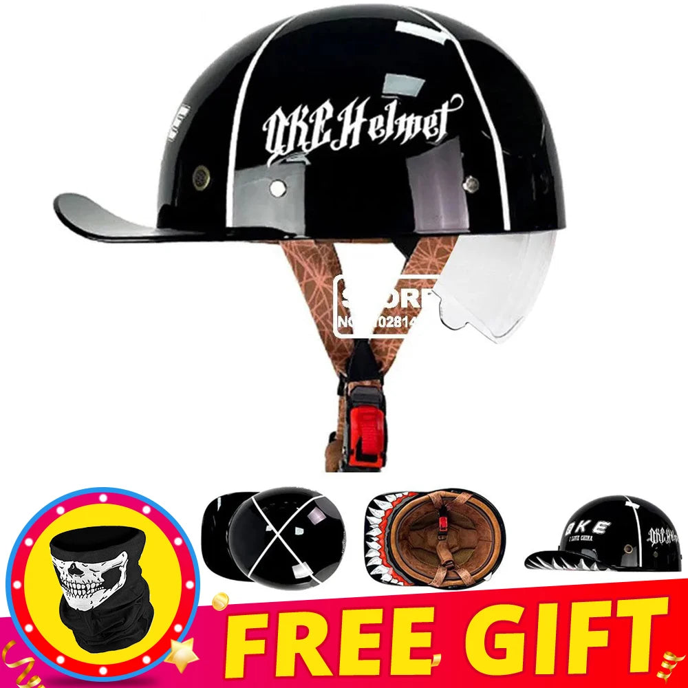 Half Helmet Retro Motorcycle Helmet Men Women Baseball Cap Riding Racing Moto Helmets DOT Certification Protection Cap Vintage