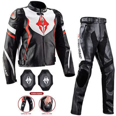 Men Women Motorcycle Riding Suit Waterproof Winter Warm Racing Jacket Pants Set Windproof Anti-Fall Riding Leather Clothing