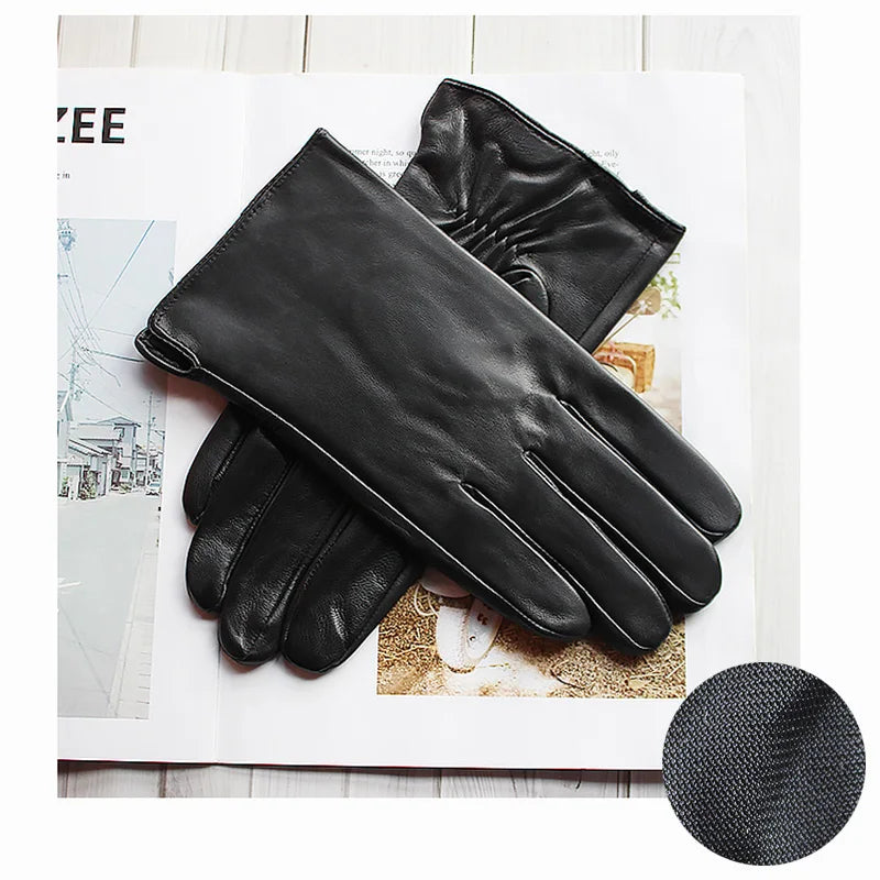 Autumn Thin Sheepskin Leather Gloves Men's Rayon Lining Spring and Summer Outdoor Bicycle Riding Car Driving Fashion Driver Fin