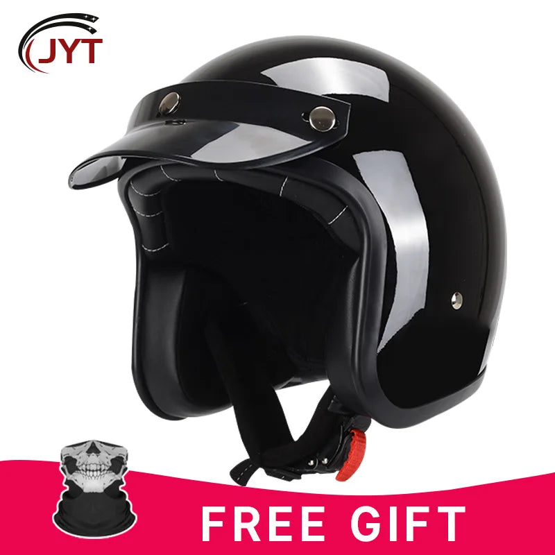 DOT Retro Open Face Motorcycle Low Profile Helmets 3/4 Half Helmet Vintage Four Seasons Unisex for Adult Men Women for Motocross