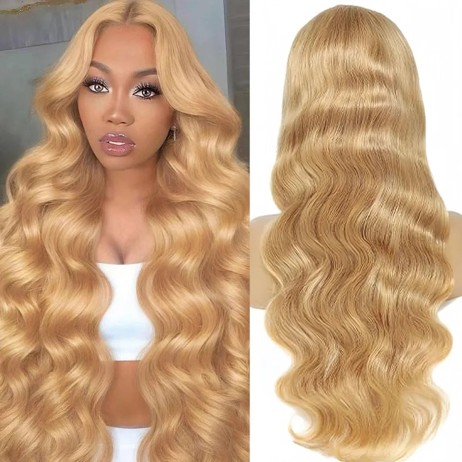 13X6 Hd Lace Human Hair Wig Bdoy Wave Lace Front Honey Blonde Wig Colored PrePlucked PreBleached Colored Brazilian Wigs Original
