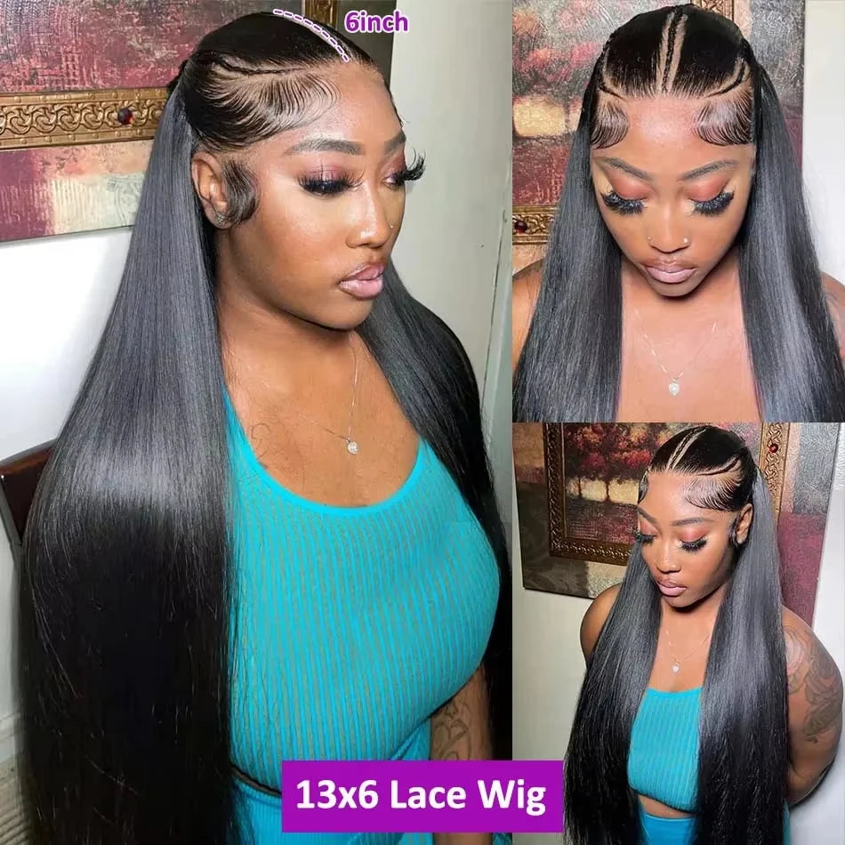200% Density 13x4 Bone Straight Brazilian Front Human Hair Wig 13x6 HD Transparent Lace Frontal Wigs Pre Plucked For Black Women
