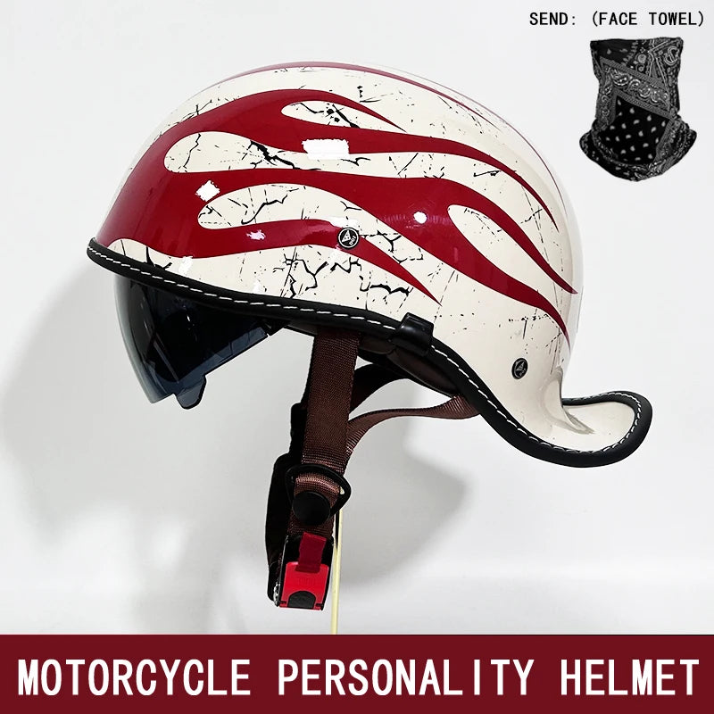 DOT motorcycle retro helmet scoop helmet for men and women summer half helmet cruise motorcycle tilt helmet commuter personality