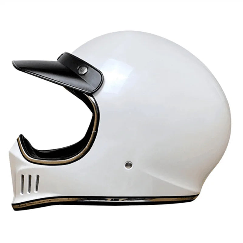 Vintage Full Face Motorcycle Motocross Helmet ABS Shell Lightweight Casque High Quality Casco Moto Four Seasons Cruise