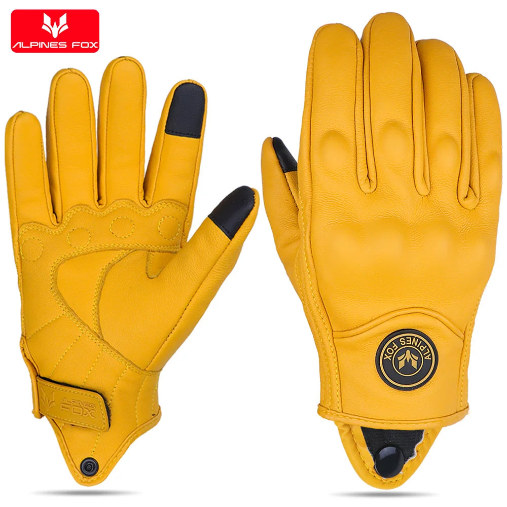 Retro Leather Motorcycle Gloves Vintage Men Women Moto Cycling Winter Gloves Touch Screen Motorbike Motorcross ATV Motor Guantes