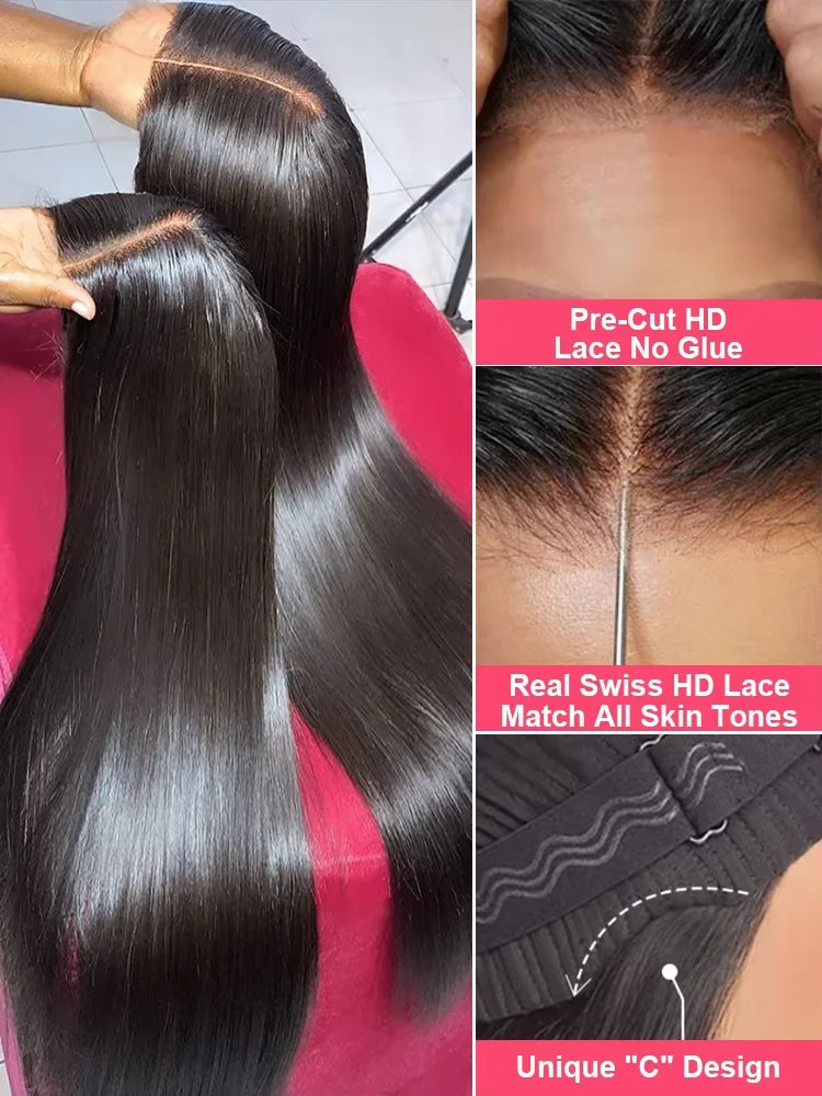 30 40 Inch 13x4 13x6 HD Transparent Bone Straight Lace Front Wigs 4x4 5x5 Glueless Wigs Human Hair For Black Women Brazilian