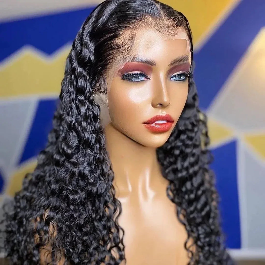 13x4 Hd Lace Frontal Wig 13x6 Curly Human Hair Wigs Water Wave Human Hair Wig 30 40 Inch Loose Deep Wave Brazilian Choice Black