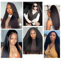 200% Density V Part Wig Kinky Straight Human Hair Wig Natural Black Kinky Straight V Part Wig Human Hair For Black Women 30 Inch