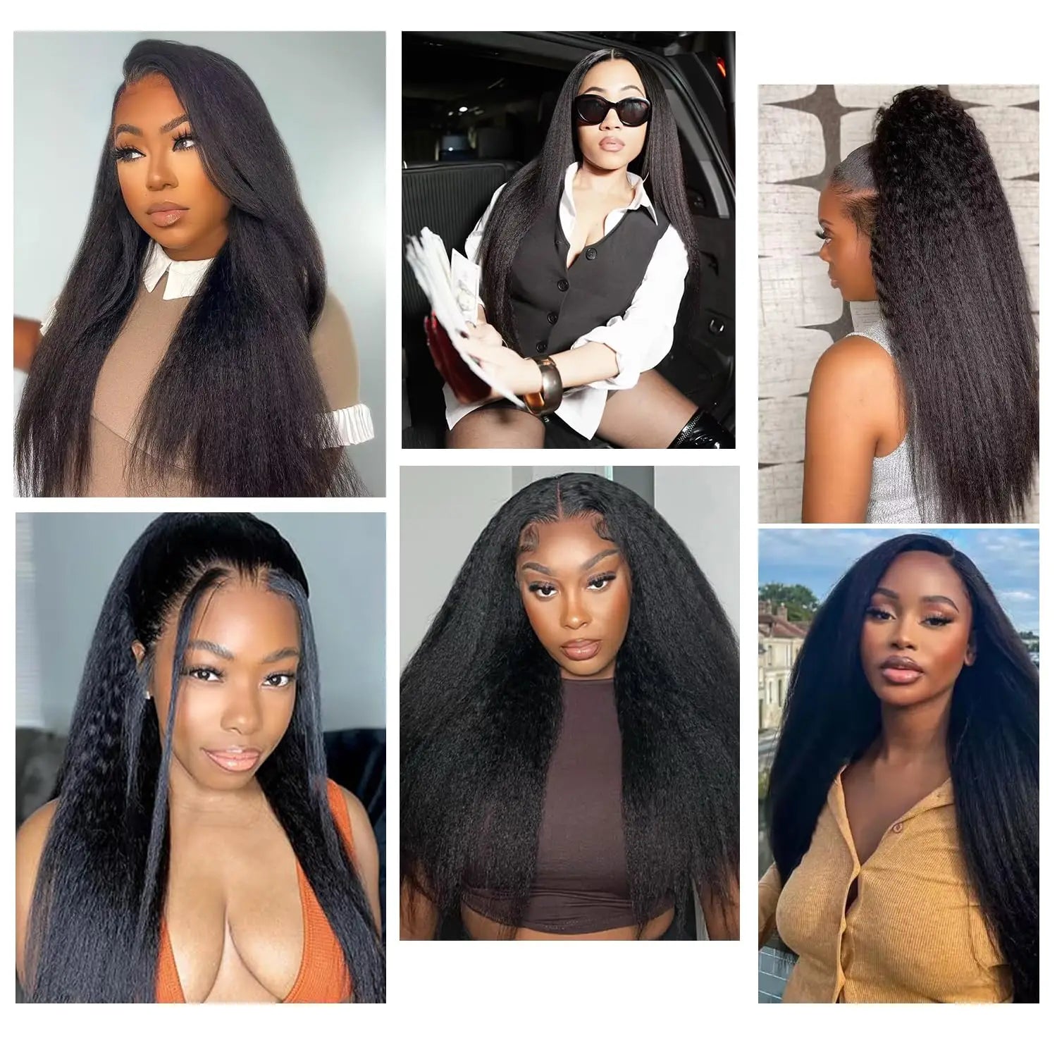 200% Density V Part Wig Kinky Straight Human Hair Wig Natural Black Kinky Straight V Part Wig Human Hair For Black Women 30 Inch