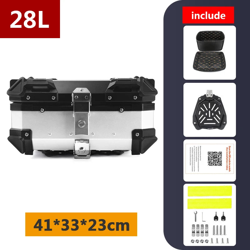 Aluminum Motorcycle Box 45L 55L 65L 80L Motorcycle Rear Luggage Box Helmet Travel Storage Case Moto Top Box Universal Waterproof