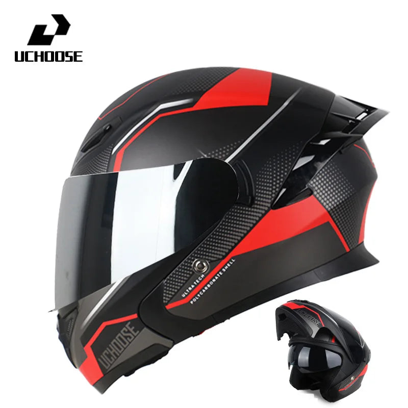 Motorcycle Helmet Dual Lens Cross-section Helmet Outdoor Cycling Flip Up Helmet Capacete Casco Moto with Bluetooth Headphones