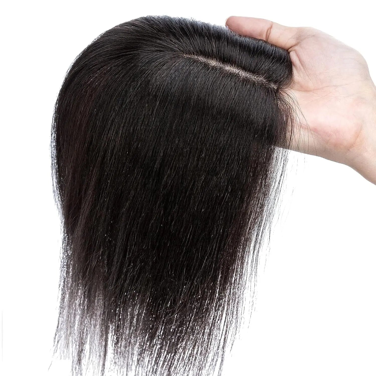 Women Topper Human Hair Straight Silk Top Human Hair Wigs Machine Made Clip in Remy Hair Toupee Silk Base Human Hair System Unit
