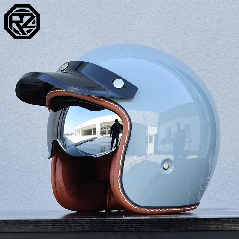 ORZ adult motorcycle helmet retro cruise 3/4 motorcycle half helmet with sun visor DOT approved
