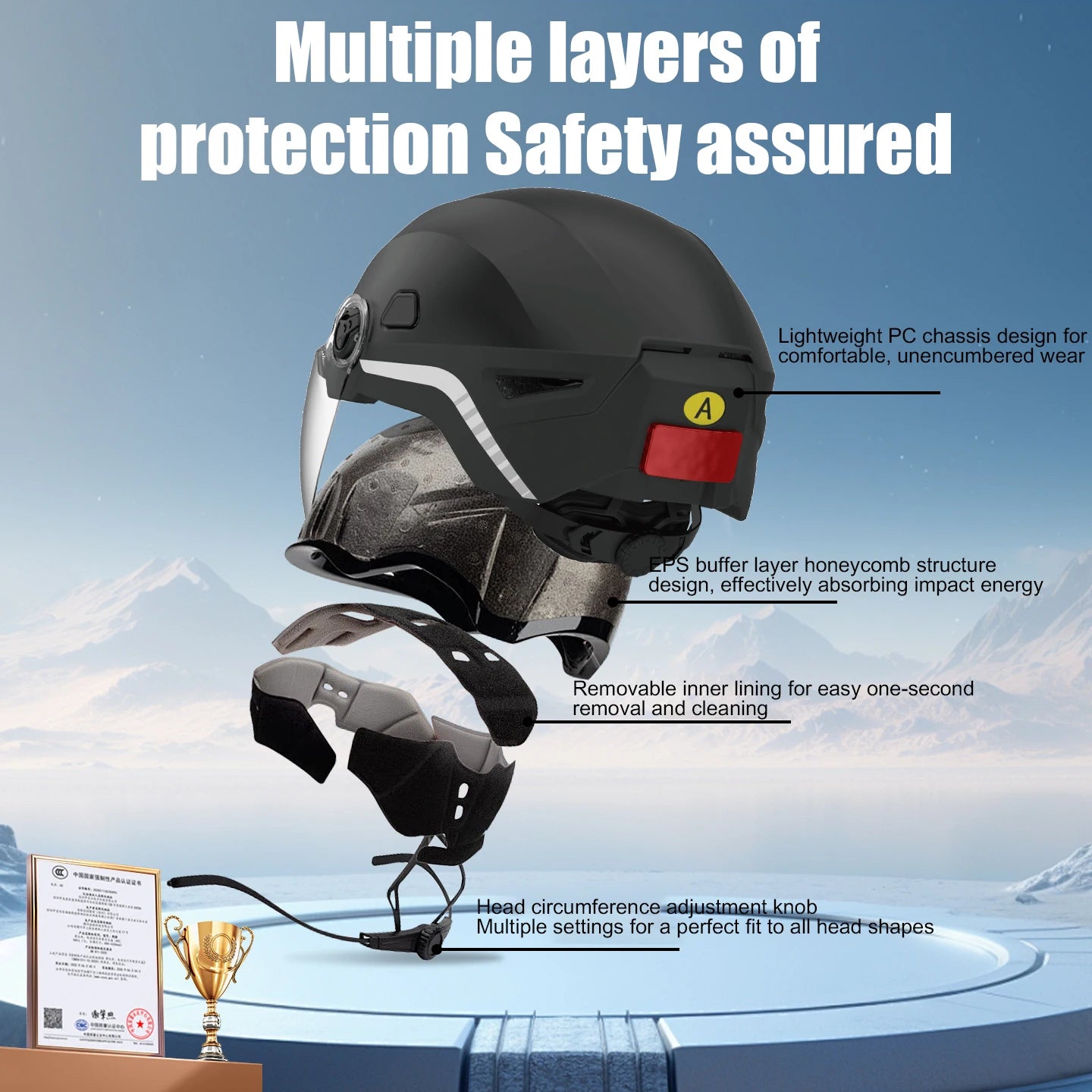 M8 Intelligence Motorcycle Helmet Bicycle Safety Helmet Built-in Noise-canceling BT Dashcam with LED Headlights