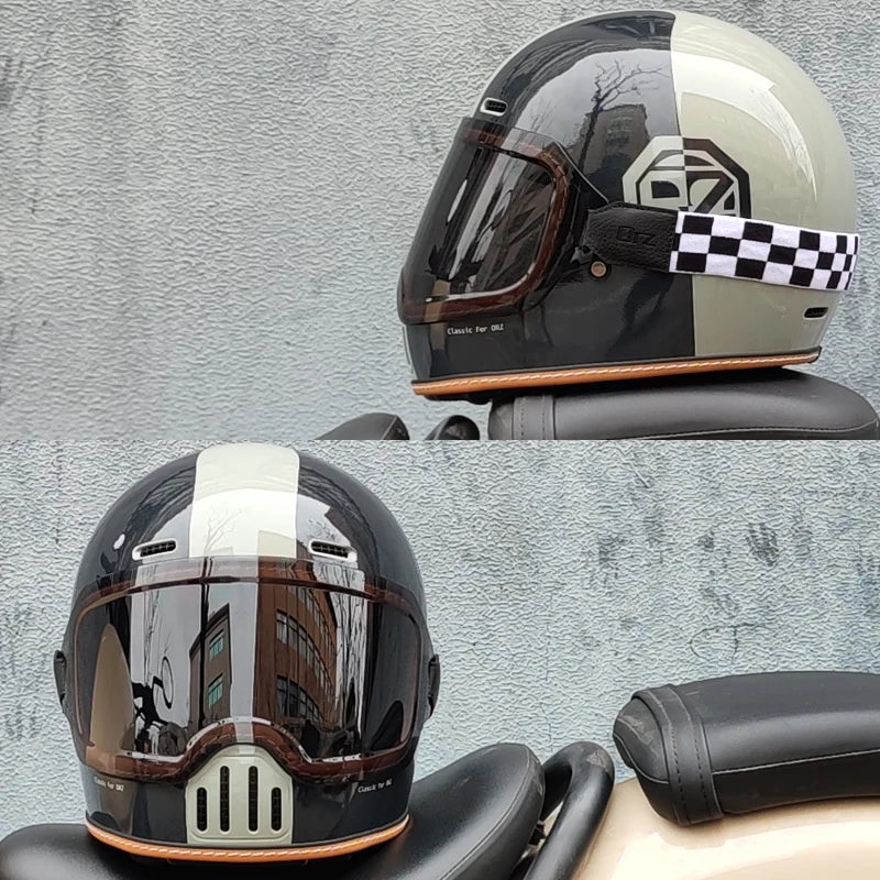 ORZ Retro Motorcycle Full Helmet Motorcycle Helmet Four Seasons Couple Street Bike Helmet Riding Cascos Para Moto