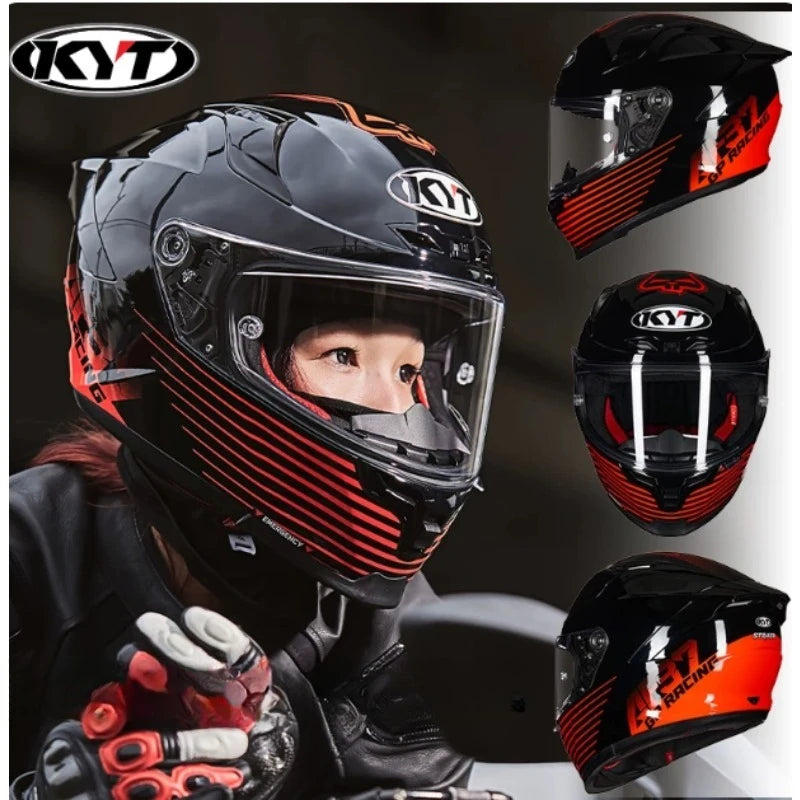 New colors available！KYT Full Helmet Women Motorcycle Helmet Men Summer Four Season Moto Track Hard Helmet Riding Big Tail ST