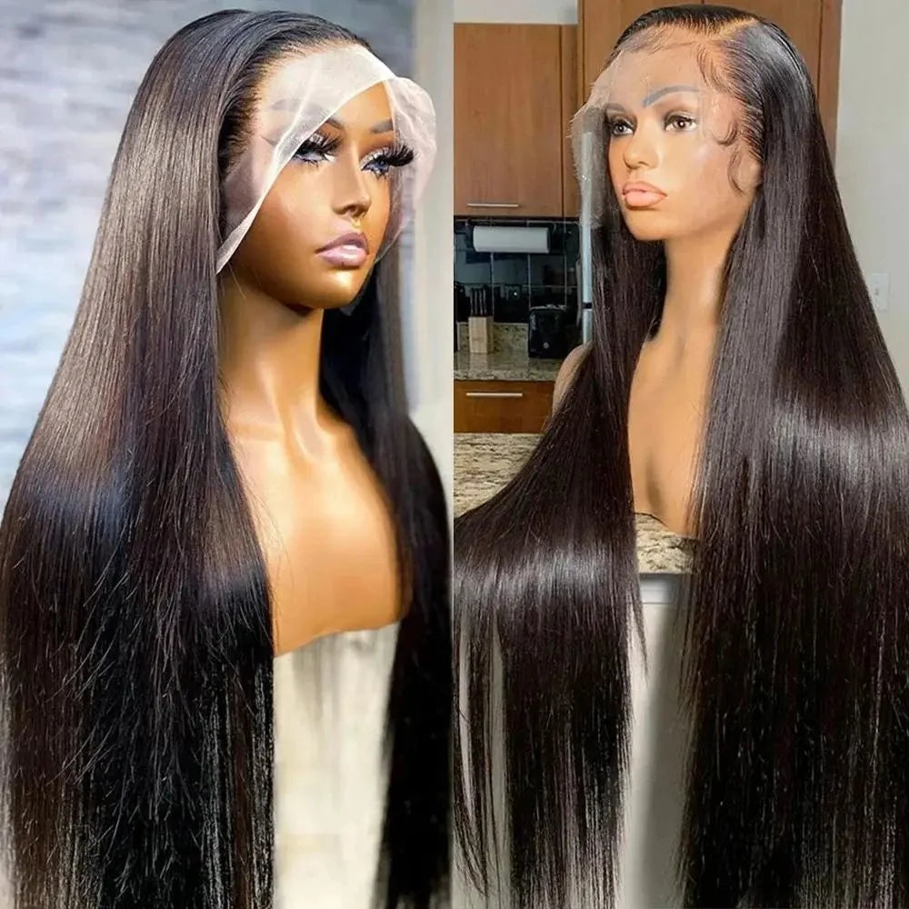 30 40 Inch Bone Straight 13x4 13x6 Hd Transparent Lace Frontal Wigs For Women 360 Pre Plucked Lace Wig Human Hair Lace Front Wig