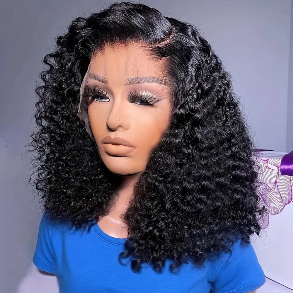 Curly 250% Bob Wig Human Hair Wigs Wear Go 13x4 Glueless Wig Deep Wave 7x5 HD Lace Closure Wigs 250%  Ready To Go With Baby Hair