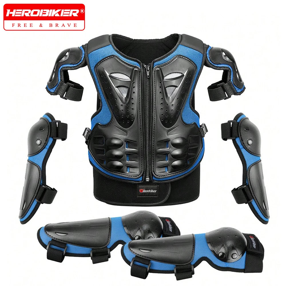Motorcycle Armor Kid's Chest Vest Protection Motocross Riding Armor Jacket Protective Armors Motorbike Kneepads Moto Full Armor